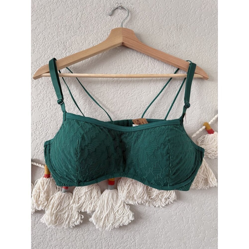 Victoria's Secret Pink Garnet Green Logo Push Up Flocked Mesh Bra Underwire NWT